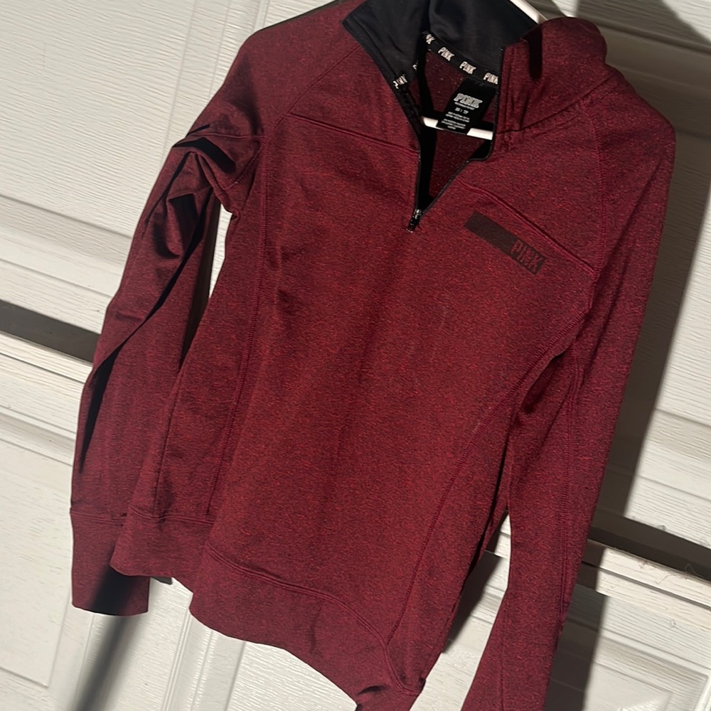 pink pull over with thumb holes